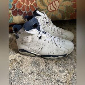 Jordan 6 Retro White and Navy Men's Shoes